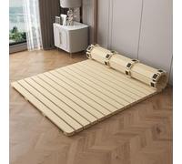 Cama futón Plegable de Madera Maciza con colchón de Listones Enrollable, 78 | Cama futón plegable de madera maciza combinada con un colchón de paletas de listones enrollable, con un tamaño de 78,7" x 70"