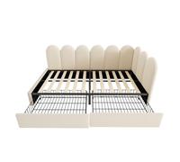 Cama individual 90x200 - con cajones, tapizada, sofá cama, juvenil y adulto - beige