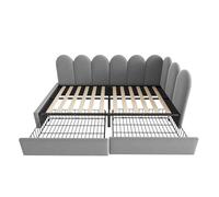 Cama individual 90x200 - con cajones, tapizada, sofá cama, juvenil y adulto - gris
