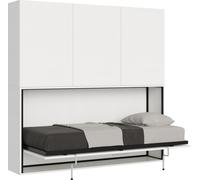 Cama individual Kando, madera de fresno, color blanco. Composición: modelo D, cama abatible