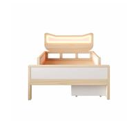 Cama infantil 90x190 cm - cabecero con orejas de gato, led rgb, cajón y almacenaje reversible, con barandillas de seguridad - blanco y roble