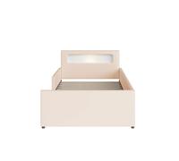 Cama infantil 90x200 cm - con luz nocturna, puerto usb, con compartimentos de almacenamiento, laterales elevados para seguridad, cama sencilla, para niños y niñas, tapizado de imitación cuero - beige