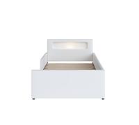 Cama infantil 90x200 cm - con luz nocturna y puerto usb, con compartimentos de almacenamiento, laterales elevados para seguridad, cama individual fácil, para niños y niñas, cuero sintético - blanco