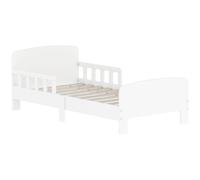 Cama infantil AIYAPLAY, cama infantil de suelo con barreras de alta seguridad, somier de láminas y estructura resistente, para niña y niño BLANCO