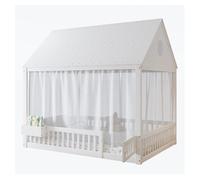 Cama infantil,cama cabaña de madera maciza 140x200 cm,blanco