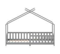 Cama infantil,cama cabaña de madera maciza 90x200cm con protección contra caídas,gris