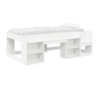 Estructura de cuna para niños con espacio de almacenamiento, color blanco, 98,5 x 200 cm, fabricada en material de madera
