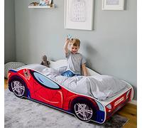 Cama infantil con somier, 160 x 80 cm, para niños, diseño de coche de carreras Spider