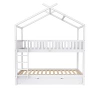 Cama infantil juvenil 90x200 cm - triple cama extensible diseño ahorrador de espacio - blanco