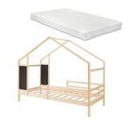 Cama infantil lorenskog en forma de casa con colchón 90x200cm natural [en.casa]