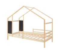 Cama infantil lorenskog en forma de casa pino con reja 90x200cm natural [en.casa]