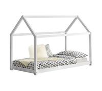 Cama infantil netstal de madera pino forma de casa - 80 x 160 cm - blanco [en.casa]