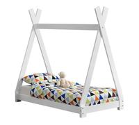 Cama infantil onejda - estructura tipi de madera pino - 140 x 70cm - blanco mate [en.casa]