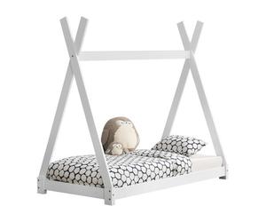 Cama infantil onejda - estructura tipi de madera pino - 160 x 80cm - blanco mate [en.casa]
