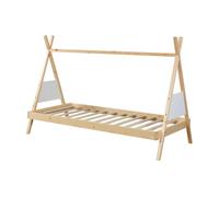 Cama infantil siikajoki estructura tipi madera de pino 90x200 cm - natural/blanco [en.casa]