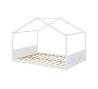 Cama infantil simo en forma de casa pino 120x200cm - blanco [en.casa]