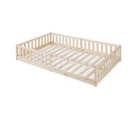 Cama infantil tanna con barandilla 120x200 cm - natural [en.casa]