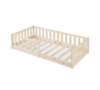 Cama infantil tanna con barandilla 80x160 cm - natural [en.casa]