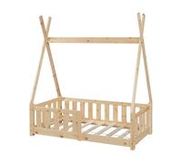 Cama infantil tipi helsingborg con reja de seguridad pino 140x70cm - natural [en.casa]