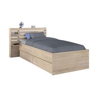 Miroytengo Cama Juvenil Eik con 2 Cajones Inferiores Roble Japonés 90x190-200 Light wood - 90x190 cm 279.45