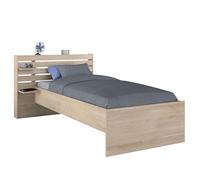 Miroytengo Cama Juvenil Eik en Color Roble Japonés con cabecero 90x190-200 cm