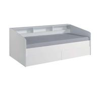 Cama juvenil style color blanco con cajones y estantes personalizables habitacion infantil moderna 80x203x113cm