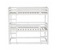 Cama litera 90x200 cm - cama triple de madera para niños - sin colchón - blanca