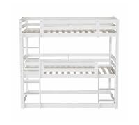 Cama litera 90x200 cm - cama triple de madera para niños - sin colchón - blanca
