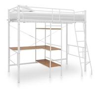 Cama Litera Con Mesa Sin Colchón Metal Blanco 90x200 Cm Vidaxl