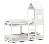 Cama Litera Con Techo Madera Maciza De Pino Blanco 75x190 Cm Vidaxl