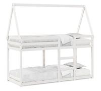 Cama Litera Con Techo Madera Maciza De Pino Blanco 80x200 Cm Vidaxl