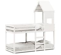 Cama Litera Con Techo Madera Maciza De Pino Blanco 90x190 Cm Vidaxl