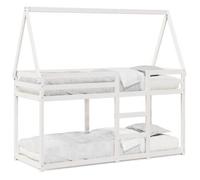 Cama Litera Con Techo Madera Maciza De Pino Blanco 90x200 Cm Vidaxl