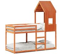 Cama Litera Con Techo Madera Maciza Pino Marrón 80x200 Cm Vidaxl