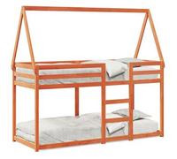 Cama Litera Con Techo Madera Maciza Pino Marrón 90x200 Cm Vidaxl