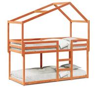 Cama Litera Con Techo Madera Maciza Pino Marrón Cera 90x190 Cm Vidaxl