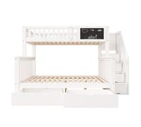 Cama litera infantil 90x200+140x200 - multifuncional con mesa y cajones - blanca