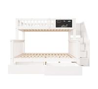 Cama litera infantil 90x200+140x200 - multifuncional con mesa y cajones - blanca