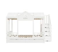 Cama litera infantil 90x200 y 140x200 - con cajones y escalera con almacenaje - blanca