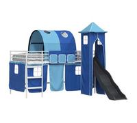 vidaXL Cama nido infantil, estructura en blanco y azul, 90 x 200 cm, metal