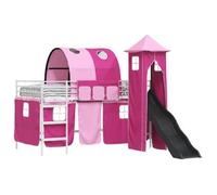 vidaXL Cama nido infantil, estructura en blanco y rosa, 100 x 200 cm, metal