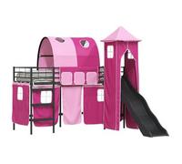 vidaXL Cama nido infantil, estructura negra y rosa, 90 x 190 cm, metal