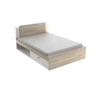 Cama matrimonio life en color roble kronberg y blanco mate con cabecero y 2 cajones 135-140x190-200 cm 88 cm