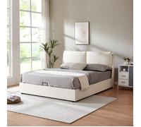 Cama matrimonio lunner somier abatible 140x200cm beige [en.casa]