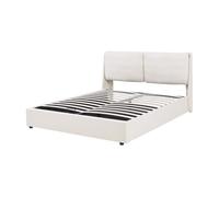 Cama matrimonio lunner somier abatible 160x200cm beige [en.casa]