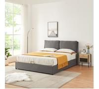 Cama Matrimonio Lunner Somier Abatible 160x200cm - Gris Oscuro [en.casa]