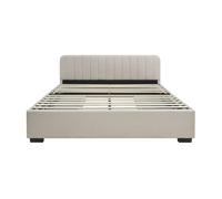 Cama matrimonio nofrenna 4 cajones tapizada lino 140x200 cm beige [en.casa]
