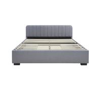 Cama tapizada modelo 'Nofrenna', cama doble con 4 cajones, dimensiones 140 x 200 cm, color gris lino