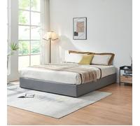 Cama matrimonio nola somier abatible lino 160x200cm gris [en.casa]