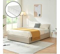Cama matrimonio nola somier abatible lino + colchón 140x200cm beige [en.casa]
